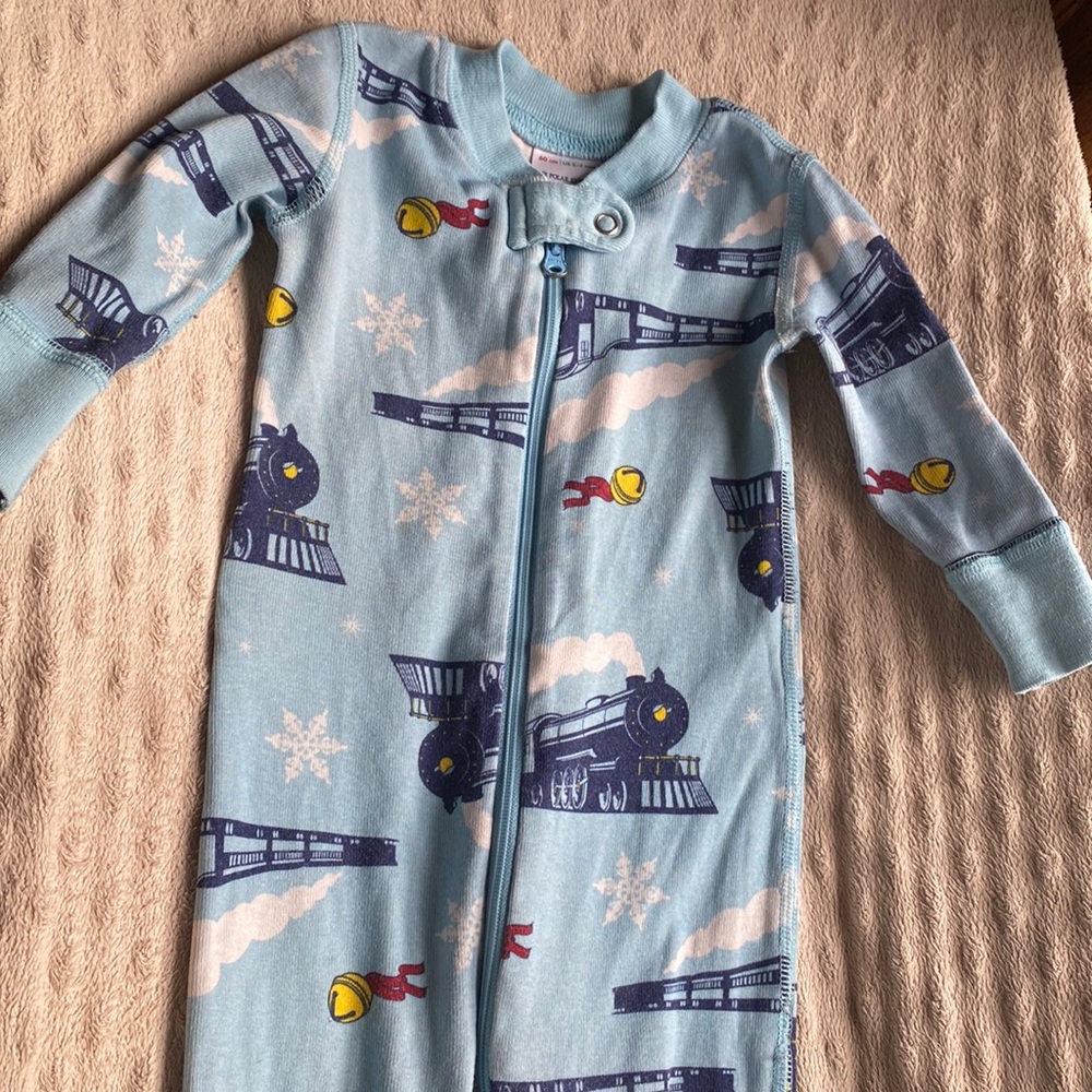 Hanna Anderson polar express Christmas sleeper size 3-6 month organic cotton